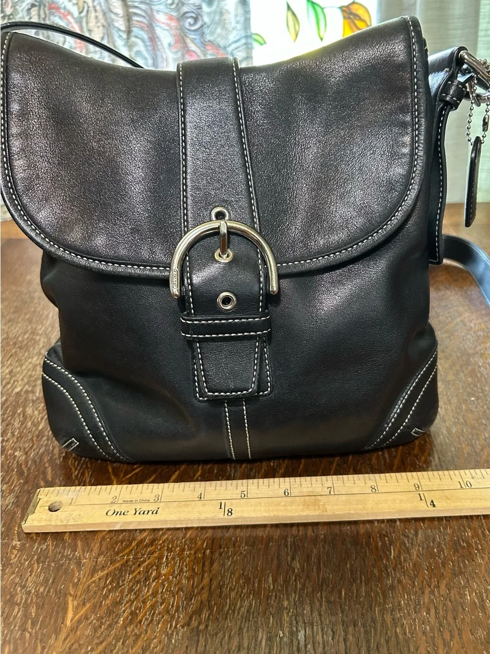 Coach #9480 Black Leather Shoulder Cross Body Bag, hang tag - Picture 3 of 12